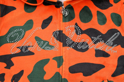 Velour Zip Up - Orange Camo