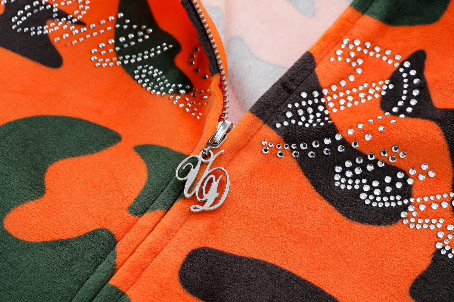 Velour Zip Up - Orange Camo