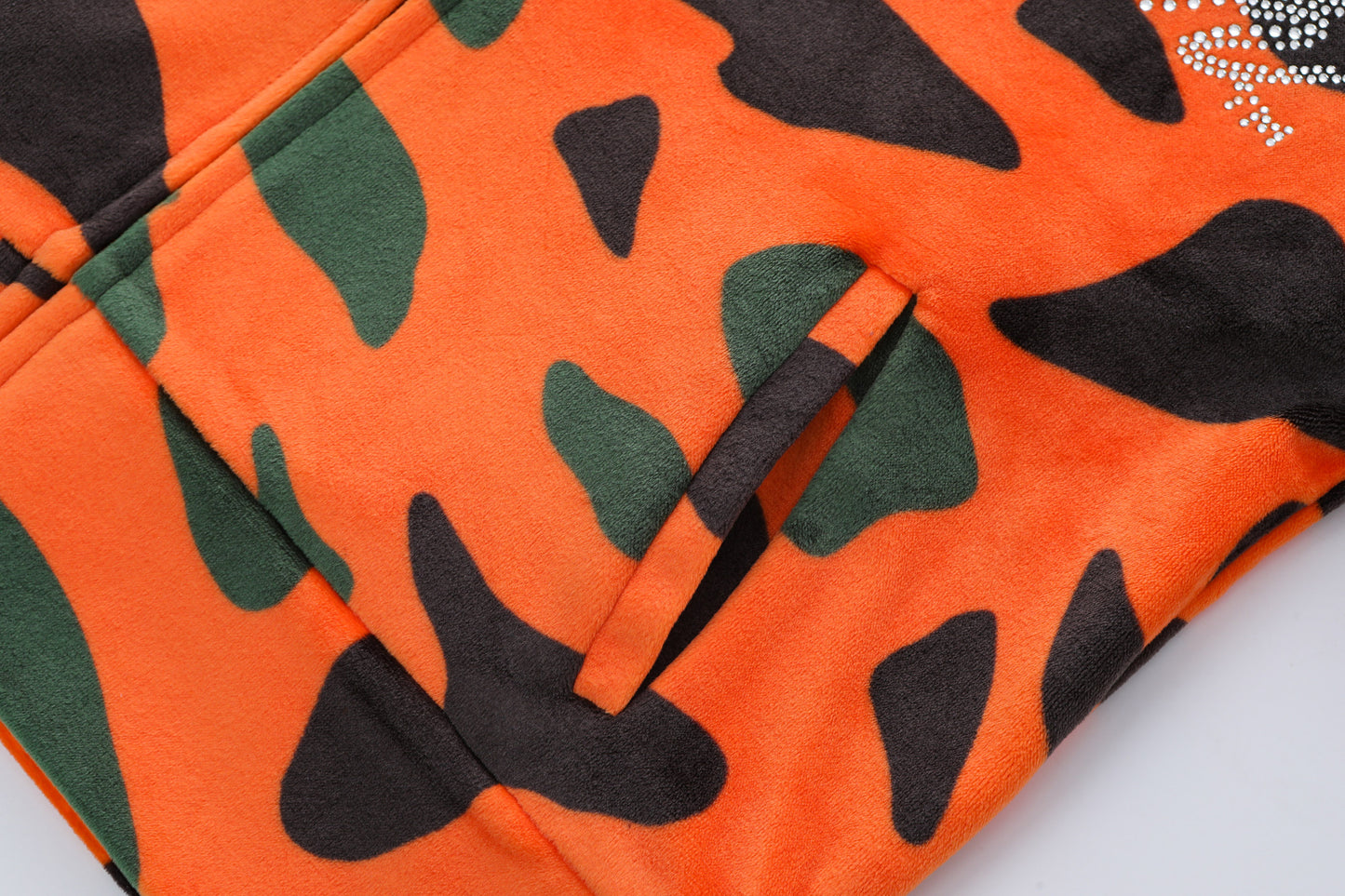 Velour Zip Up - Orange Camo