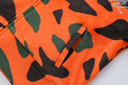 Velour Zip Up - Orange Camo