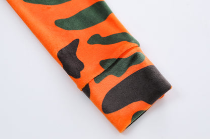 Velour Zip Up - Orange Camo