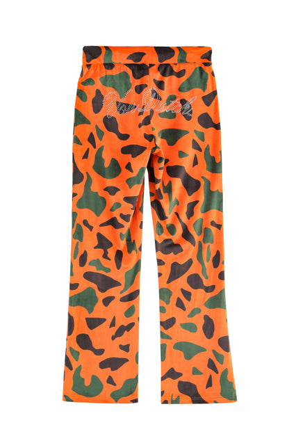 Velour Sweats - Orange Camo