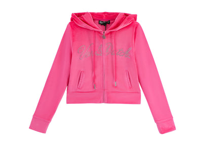 Velour Zip Up - Hot Pink