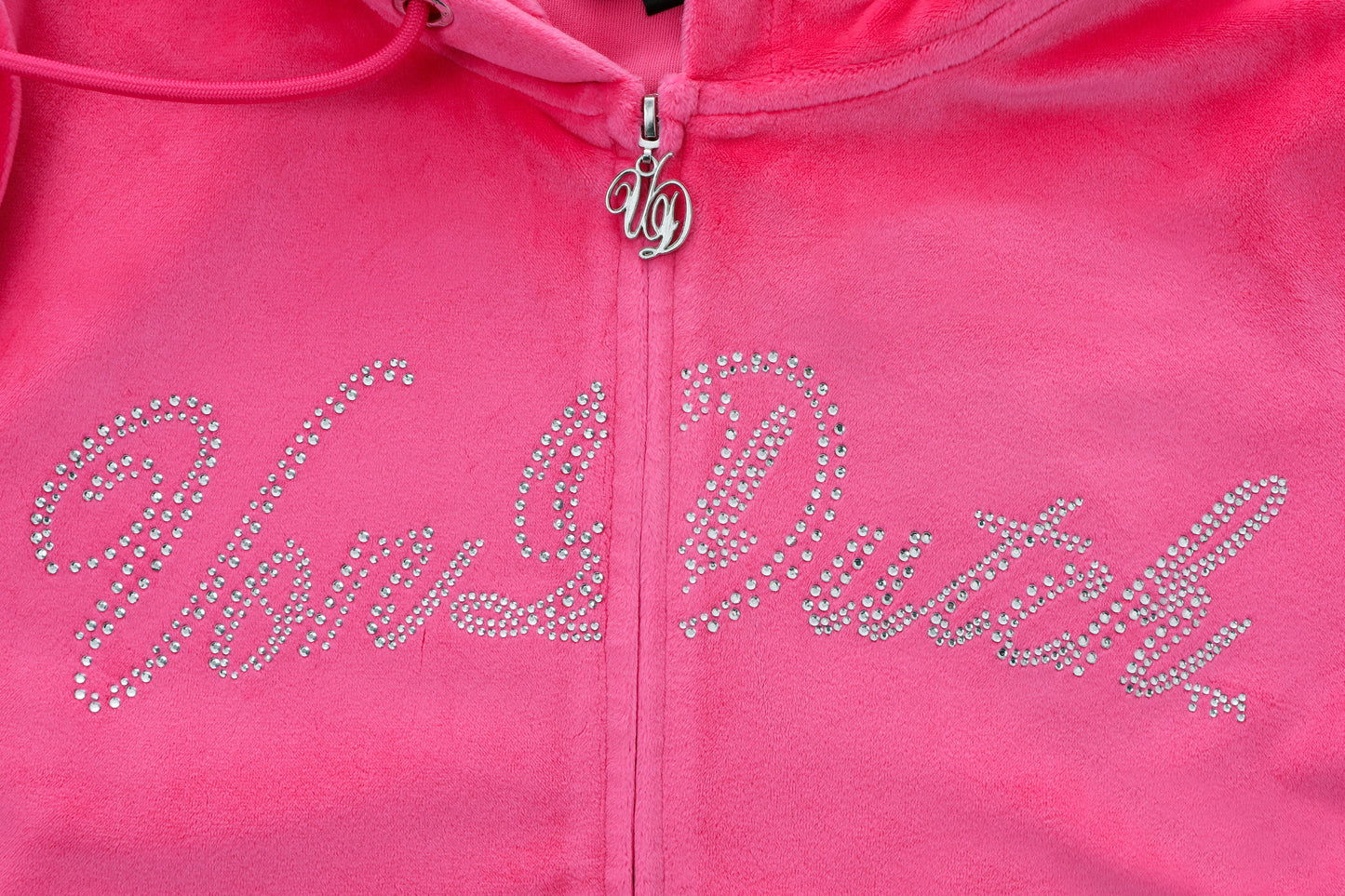 Velour Zip Up - Hot Pink