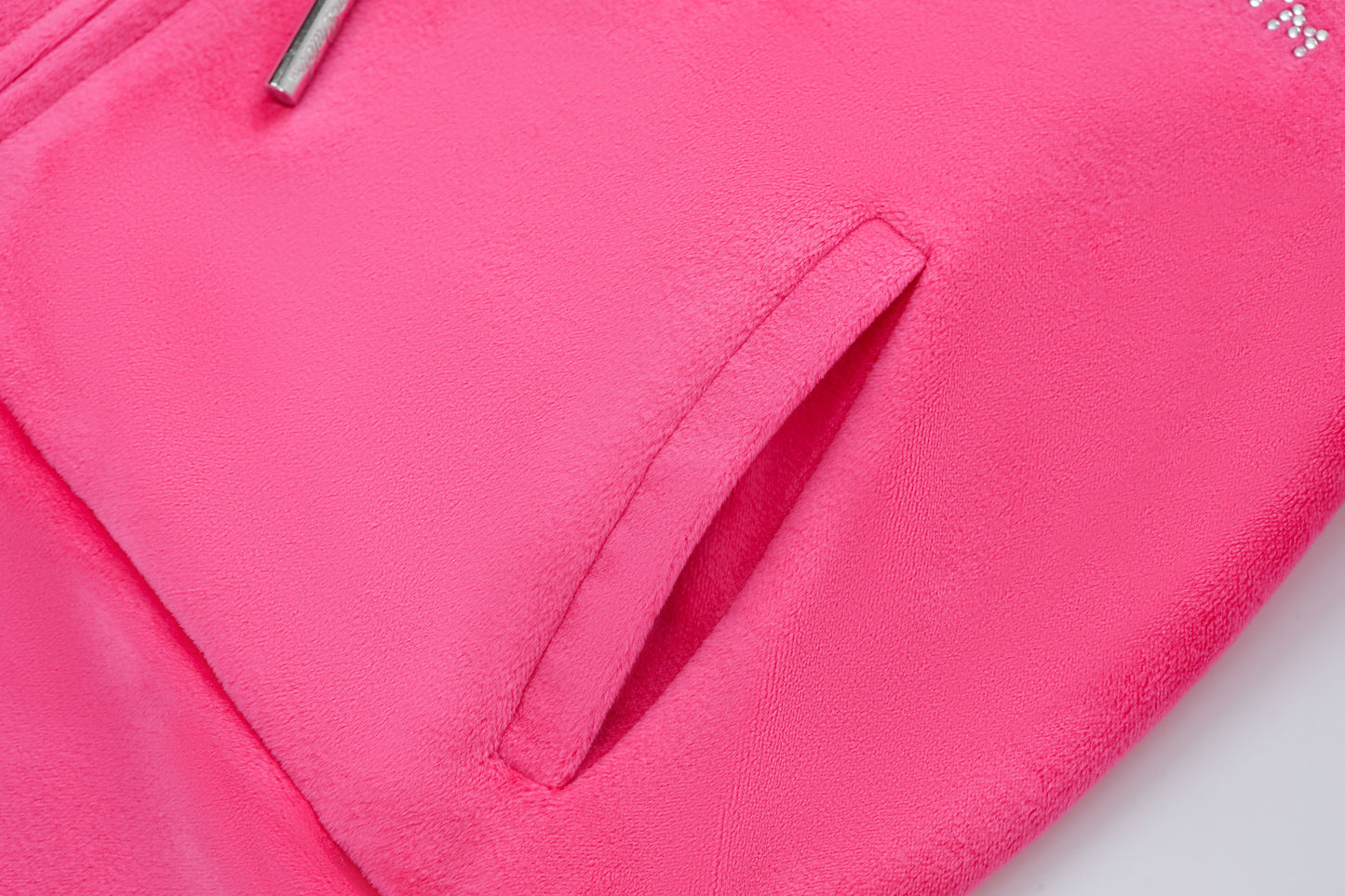 Velour Zip Up - Hot Pink