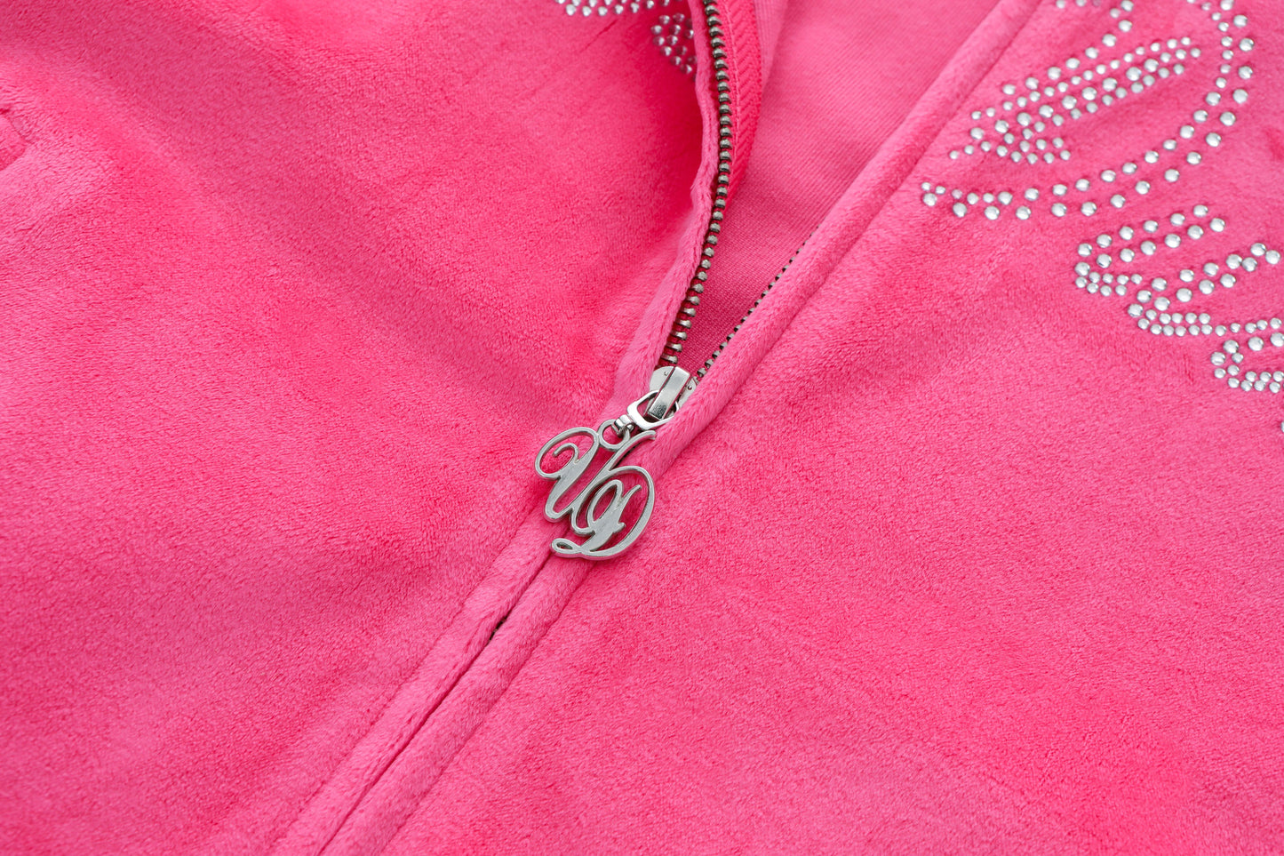 Velour Zip Up - Hot Pink