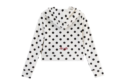 Velour Zip Up - Polka Dot