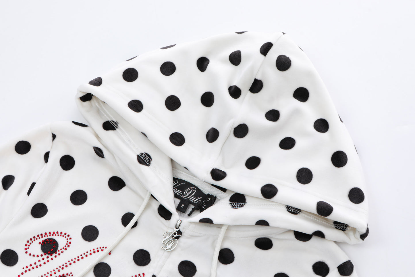 Velour Zip Up - Polka Dot