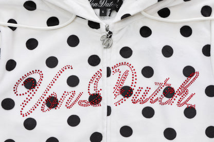 Velour Zip Up - Polka Dot