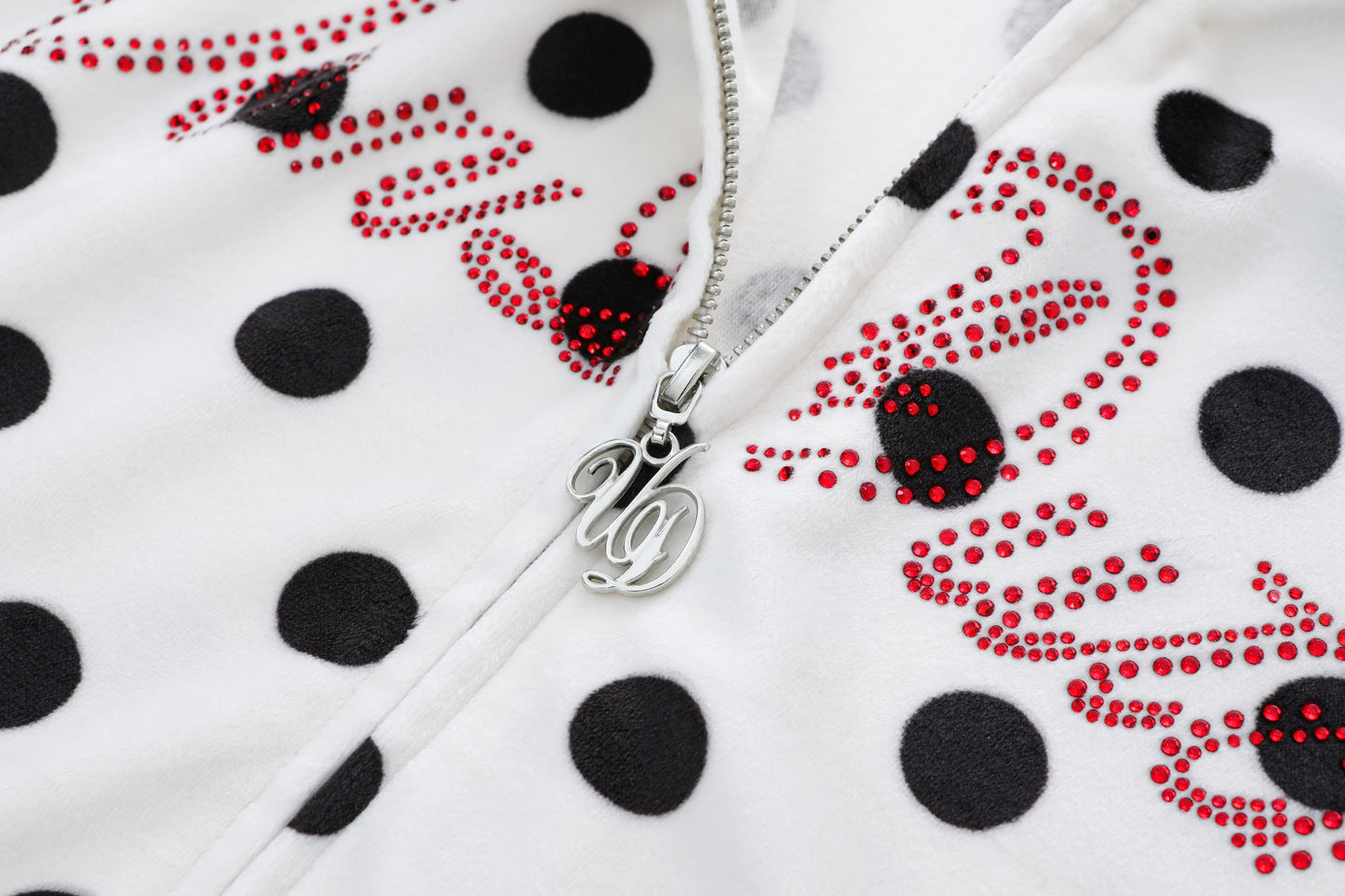 Velour Zip Up - Polka Dot