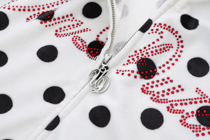 Velour Zip Up - Polka Dot