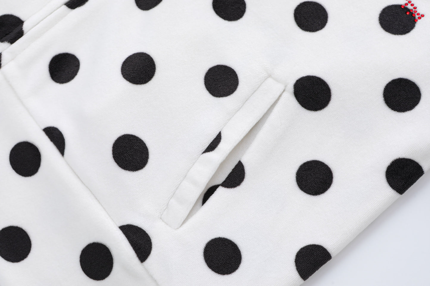Velour Zip Up - Polka Dot