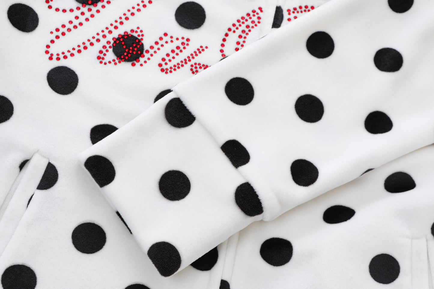 Velour Zip Up - Polka Dot
