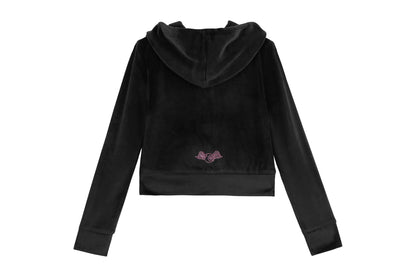 Velour Zip Up - Black