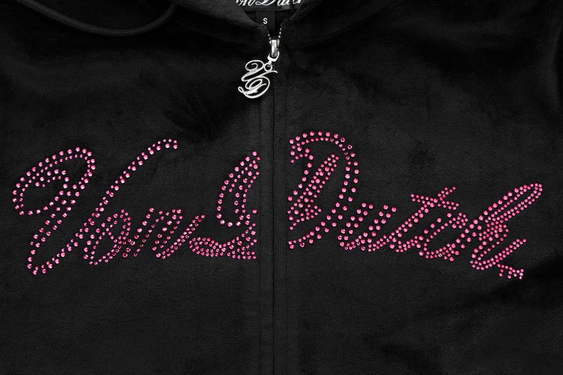 Velour Zip Up - Black