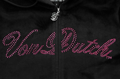 Velour Zip Up - Black