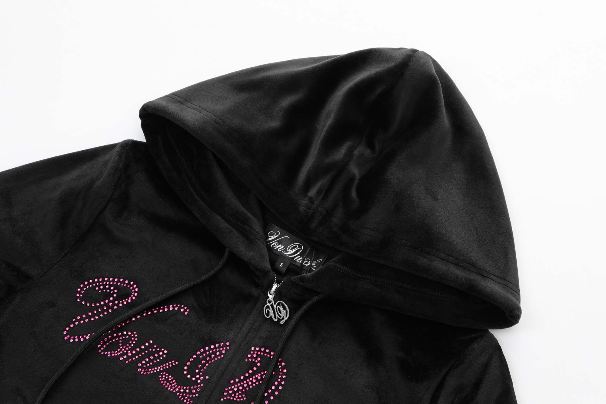 Velour Zip Up - Black | Von Dutch