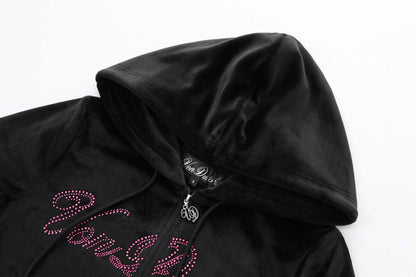 Velour Zip Up - Black