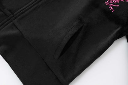 Velour Zip Up - Black