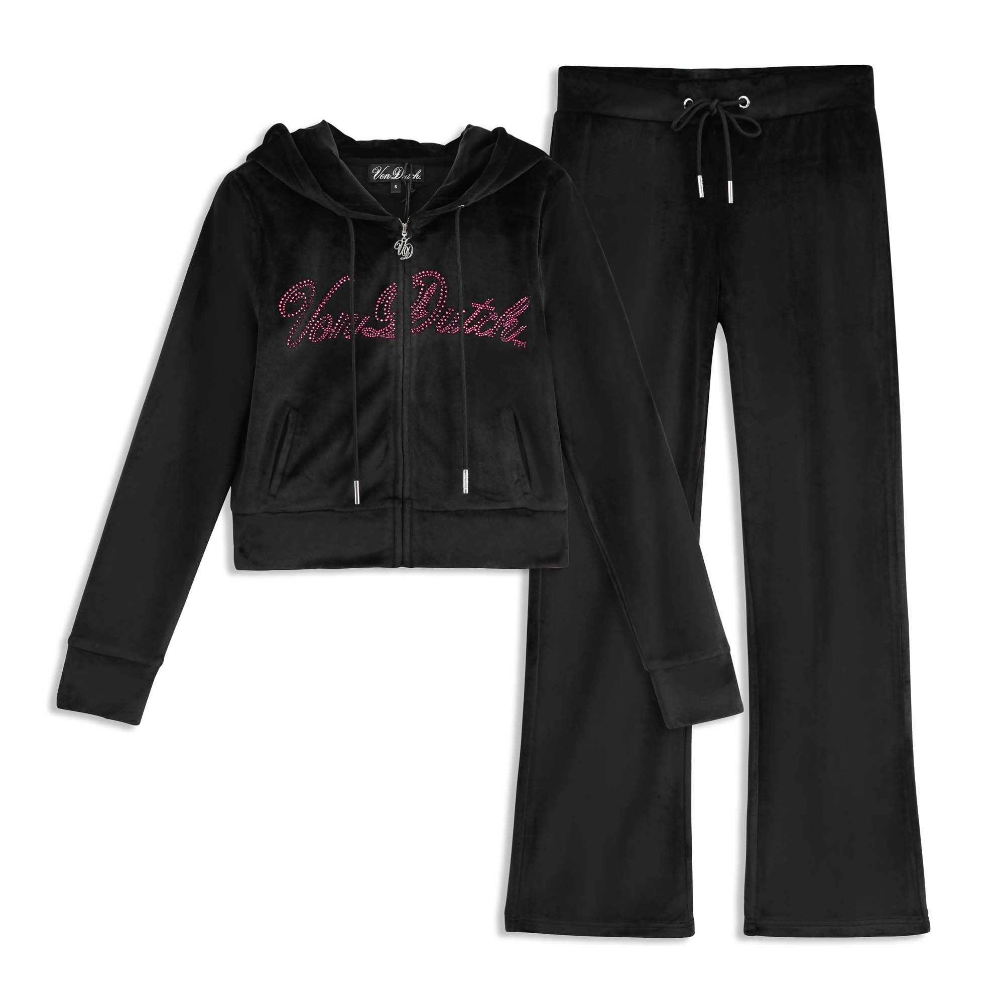 Velour Zip Up - Black | Von Dutch