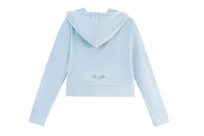 Velour Zip Up - Light Blue