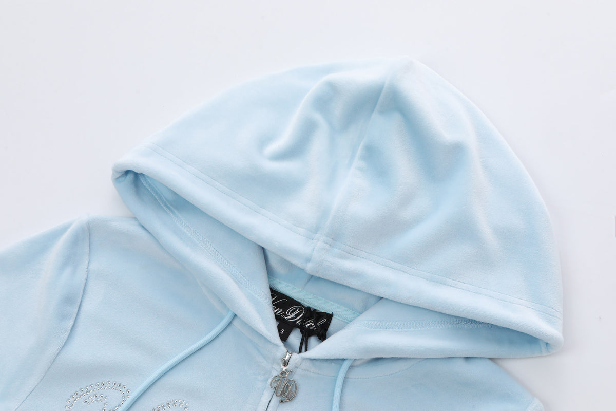 Velour Zip Up - Light Blue | Von Dutch
