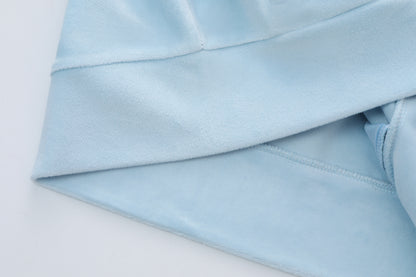 Velour Zip Up - Light Blue