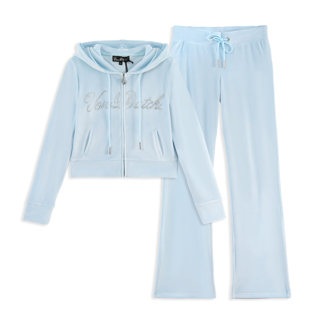 Velour Zip Up - Light Blue