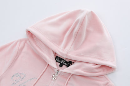 Velour Zip Up - Pink