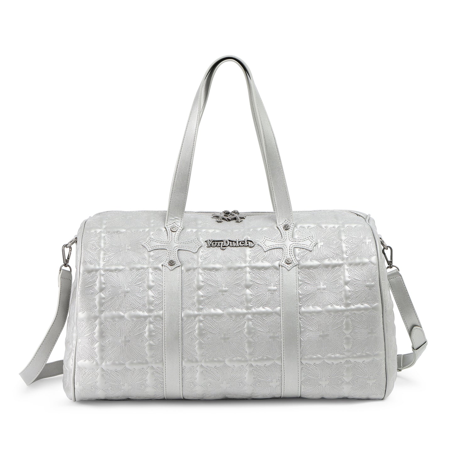Embroidered Chopper Duffle Bag - Silver