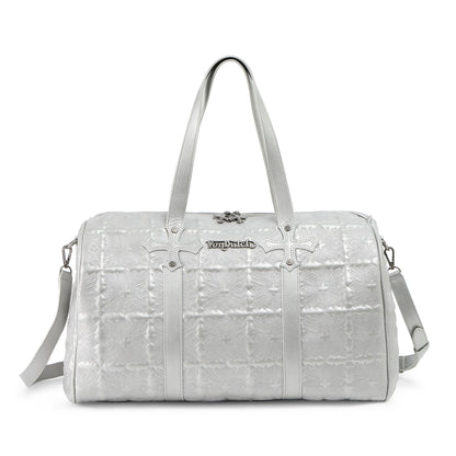 Embroidered Chopper Duffle Bag - Silver