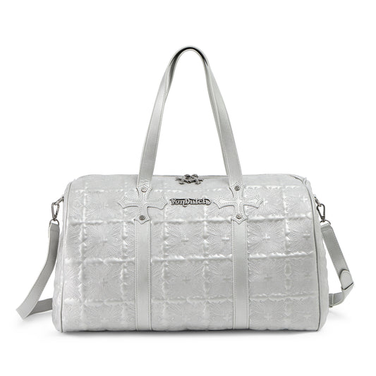 Embroidered Chopper Duffle Bag - Silver