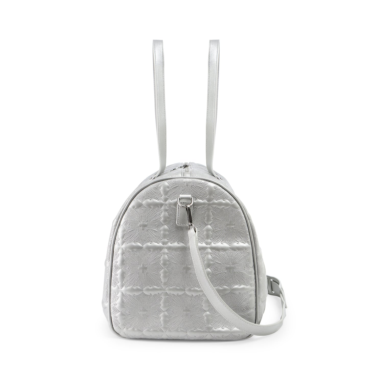 Embroidered Chopper Duffle Bag - Silver