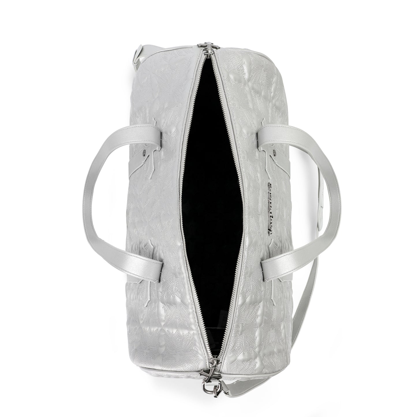 Embroidered Chopper Duffle Bag - Silver