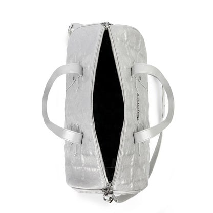 Embroidered Chopper Duffle Bag - Silver