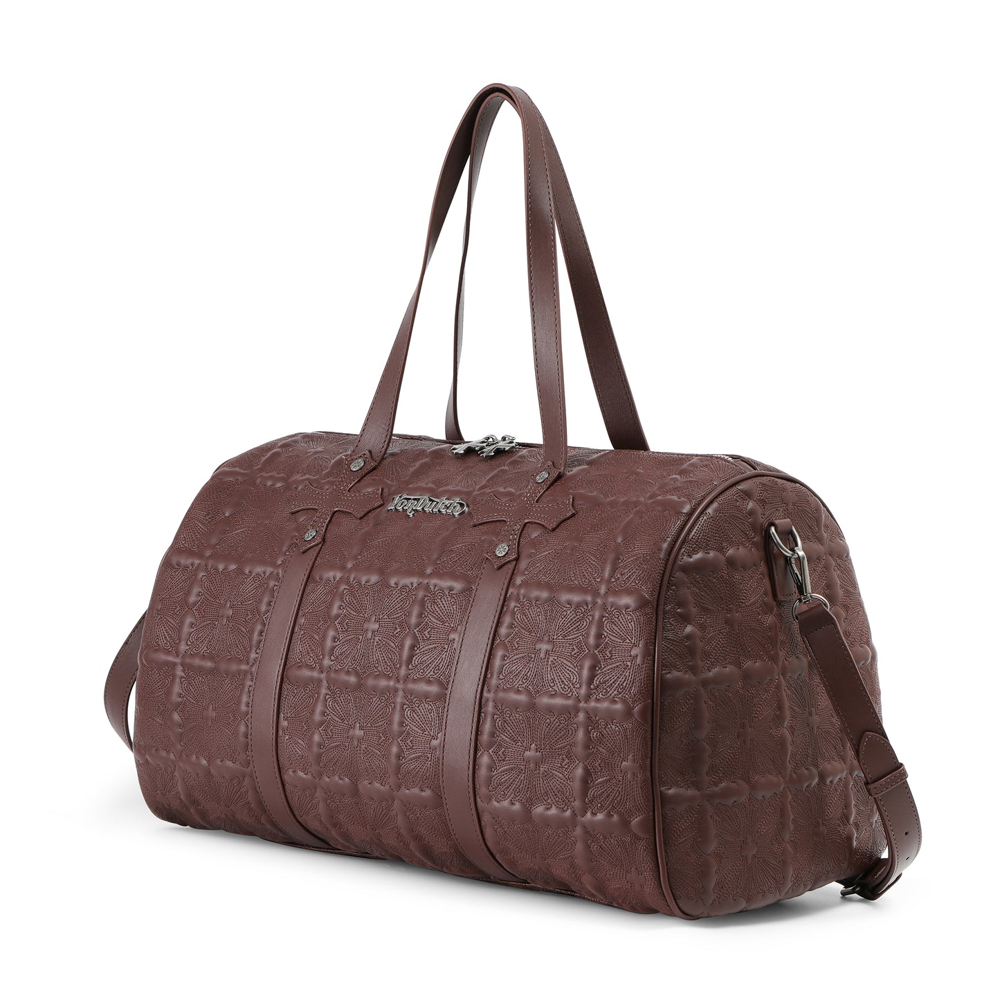 Embroidered Chopper Duffle Bag - Brown