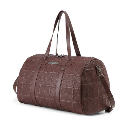 Embroidered Chopper Duffle Bag - Brown
