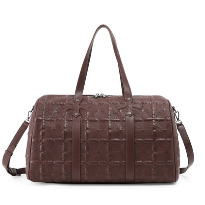 Embroidered Chopper Duffle Bag - Brown