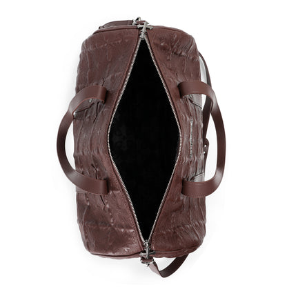 Embroidered Chopper Duffle Bag - Brown