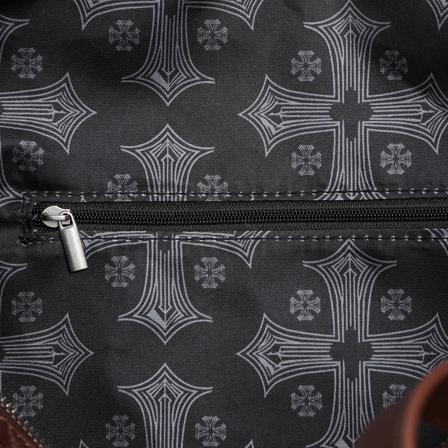 Embroidered Chopper Duffle Bag - Brown