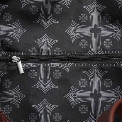 Embroidered Chopper Duffle Bag - Brown