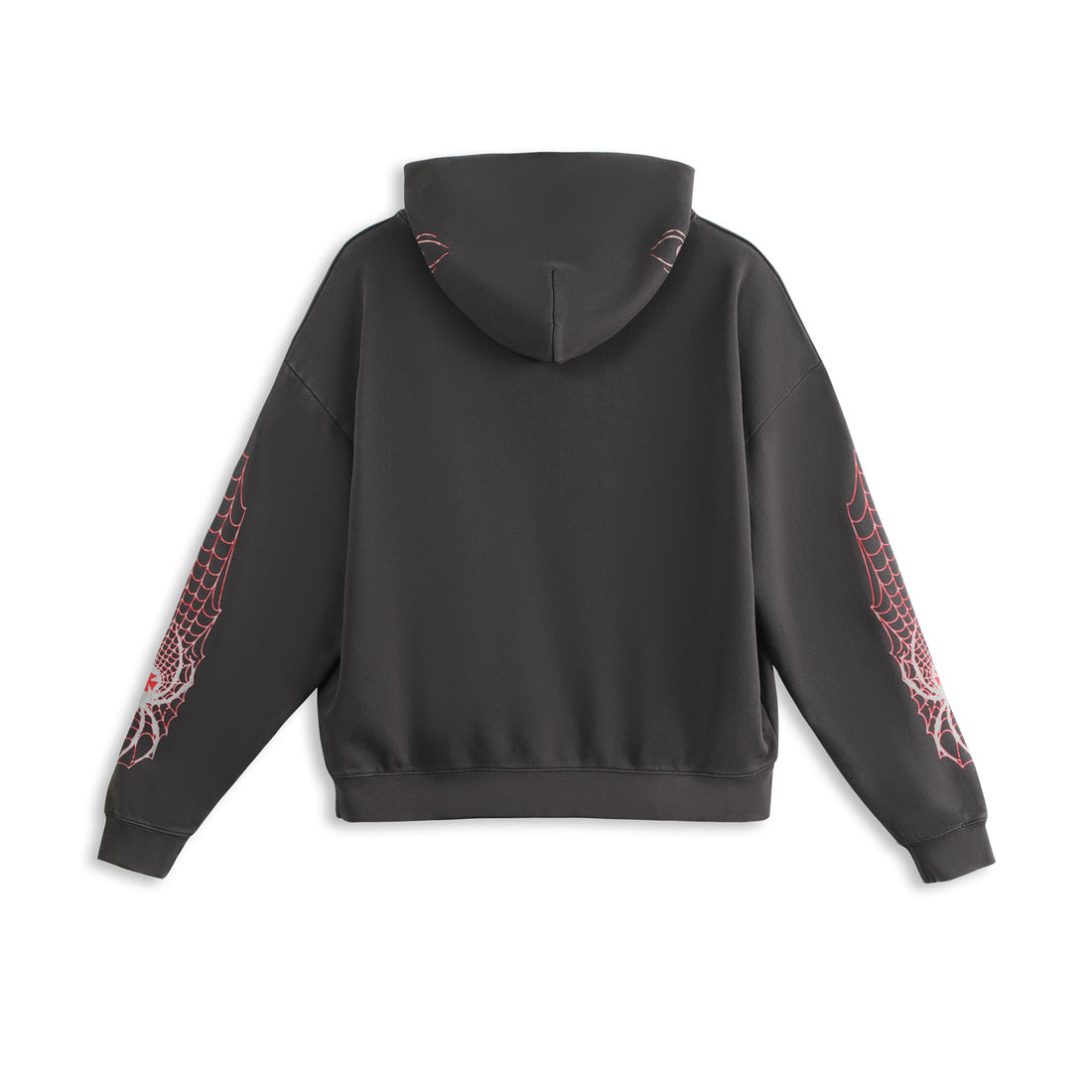 SPIDER NEST HOODIE - WASHED BLACK & RED