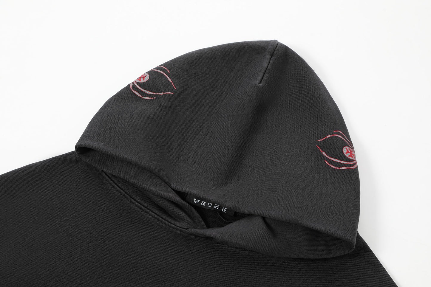 SPIDER NEST HOODIE - WASHED BLACK & RED