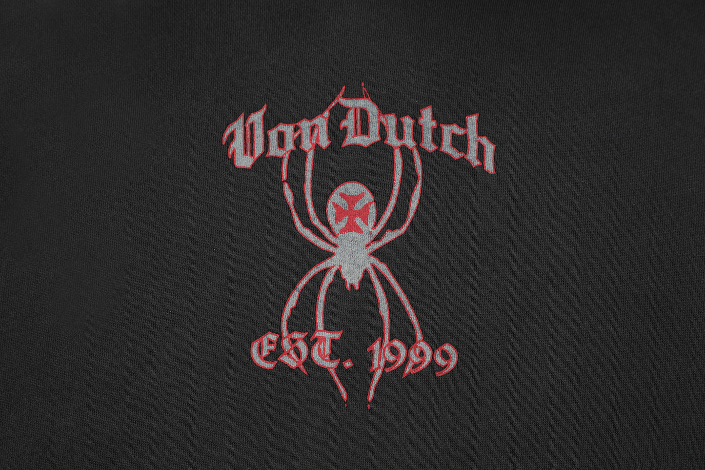 SPIDER NEST HOODIE - WASHED BLACK & RED