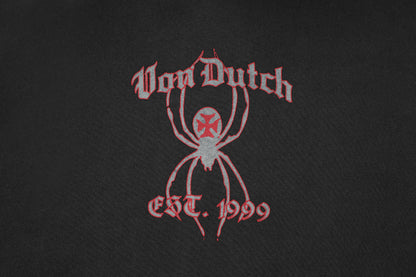 SPIDER NEST HOODIE - WASHED BLACK & RED