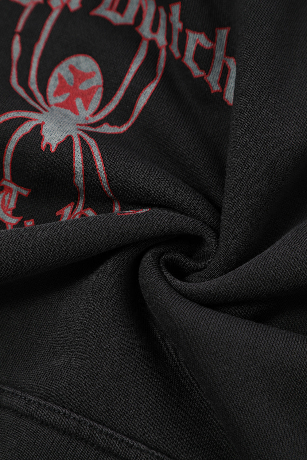 SPIDER NEST HOODIE - WASHED BLACK & RED