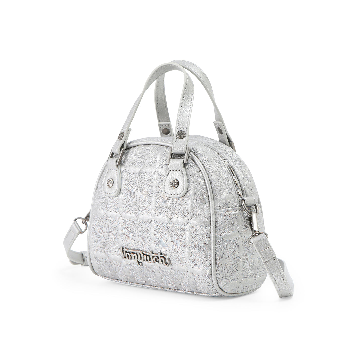 Von Dutch Embroidered Chopper Bowling Bag - Silver
