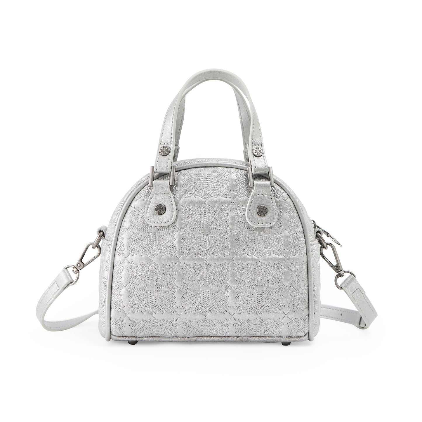 Embroidered Chopper Bowling Bag - Silver