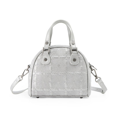 Embroidered Chopper Bowling Bag - Silver