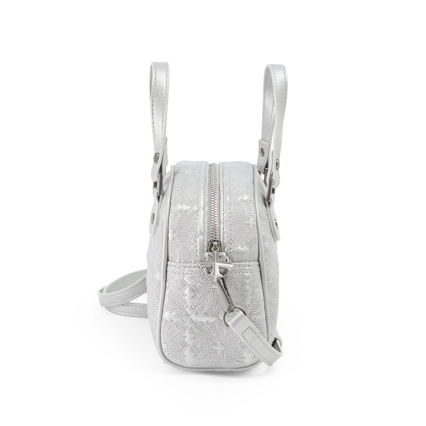 Embroidered Chopper Bowling Bag - Silver
